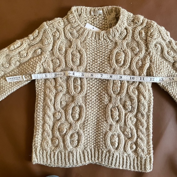 VINTAGE Hand-Knit Kids Chunky Cable Knit Crew Neck Sweater in Cream - Picture 3 of 4